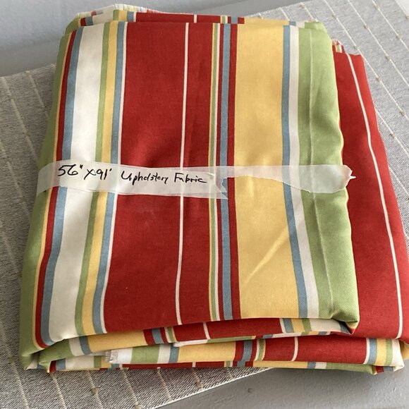 VTG Upholstery Fabric JOHN WOLF Richloom Fabrics Beachy Coastal Stripe BIG REM - Picture 10 of 10